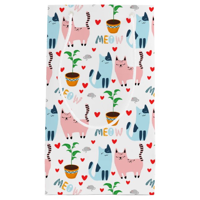 Spaß für Katzen und Mäuse mit Herz Kleine Geschenktüte (Vorderseite)