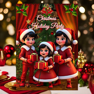 Spaß für Kinder Weihnachtsfeiertage Rot Grün Gesch Einladung
