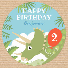 Spaß Geburtstag Dinosaur Triceratops Individuelle Runder Aufkleber