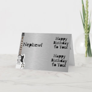 Spaß, Geburtstag Gruß für Neffen, weiße Gitarre. Karte