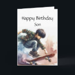 Spaß Geburtstag Individuelle Name Son Skateboardin Karte<br><div class="desc">Fun Happy Birthday Individuelle Name Skateboard Junge</div>