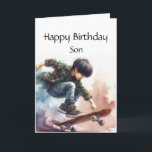 Spaß Geburtstag Individuelle Name Son Skateboardin Karte<br><div class="desc">Fun Happy Birthday Individuelle Name Skateboard Junge</div>