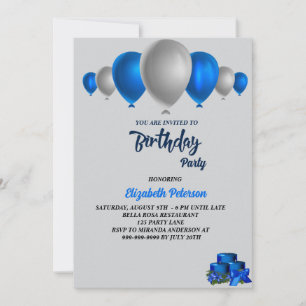 Spaß Geburtstagsparty bunte Ballons Einladung