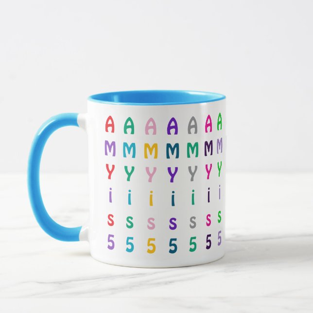 Spaß gefärbt, individuelles Kids Monogramm, Name o Tasse (Links)