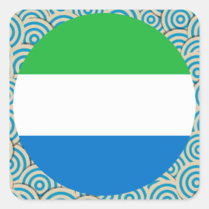 Spaß gefüllt, runde Flagge des Sierra Leone Quadratischer Aufkleber