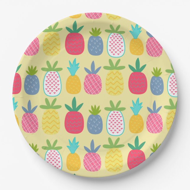Spaß gemusterte Ananas Pappteller (Vorderseite)
