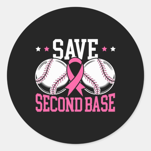 Spaß Gerettet Brustkrebs-Aw des 2. Baseball-Spiele Runder Aufkleber (Vorderseite)