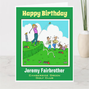 Spaß Geschenk für Golfer. Der Golfspieler hat ein Karte
