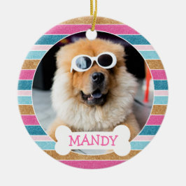 Spaß Glitzer Strippen Ihr Hund Foto 1. Weihnachten Keramik Ornament