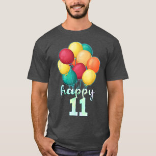 Spaß glücklich 11 Jahre alte farbenfrohe Balloons T-Shirt