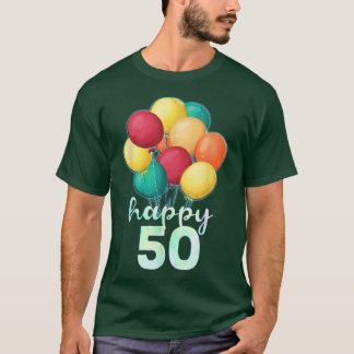 Spaß glücklich 50 Jahre alte farbenfrohe Balloons T-Shirt