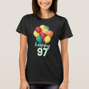 Spaß glücklich 97 Jahre Alte farbenfrohe Balloons T-Shirt
