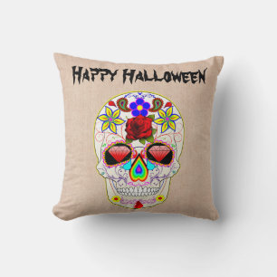 Spaß glücklich Halloween Blumenzucker Schädel Kissen