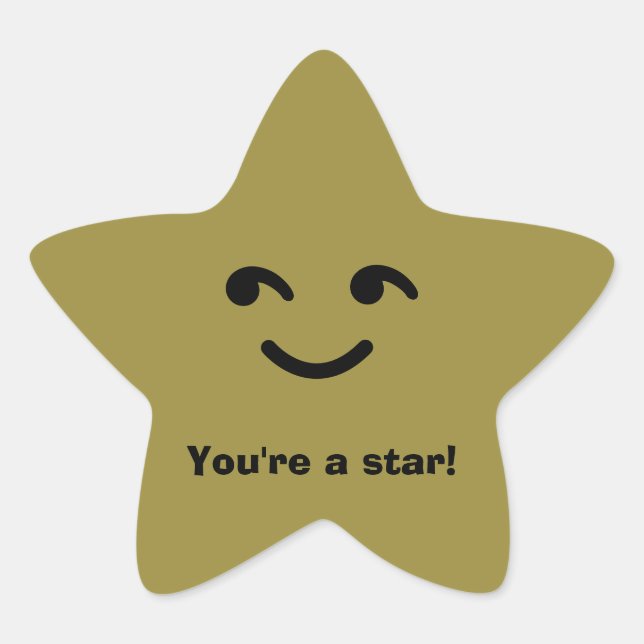 Spaß Gold glücklich lächeln Gesicht Sie sind ein S Stern-Aufkleber (Vorderseite)