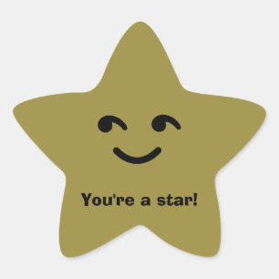 Spaß Gold glücklich lächeln Gesicht Sie sind ein S Stern-Aufkleber