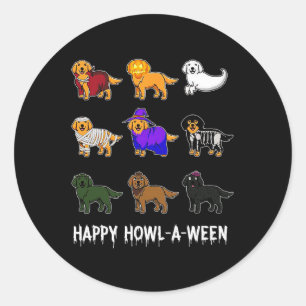 Spaß Golden Retriever Hund Halloween Happy Howl-o- Runder Aufkleber