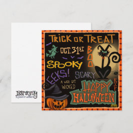 Spaß Halloween Black Cat Pumpkin Inspirivity Feiertagskarte