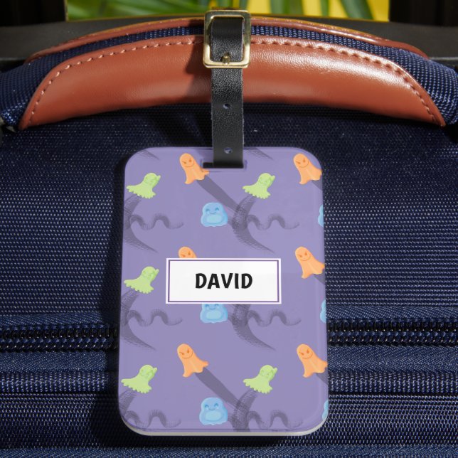 Spaß Halloween mit niedlichen Geistern, anpassbar Gepäckanhänger (Vorderseite Insitu 2)