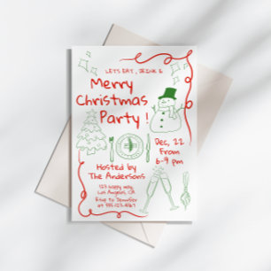 Spaß Hand Gezeichnet Weihnachts-Party Einladung