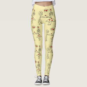 Spaß-Hand gezeichnete Strichmännchen-Paare in Leggings