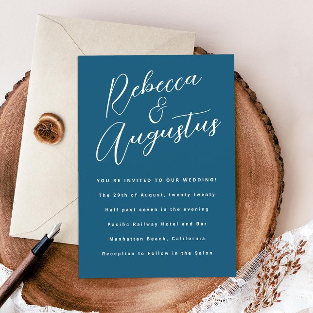 Spaß handgeschriebene Namen in Blauer und Weiße Ho Einladung (Von Creator hochgeladen)