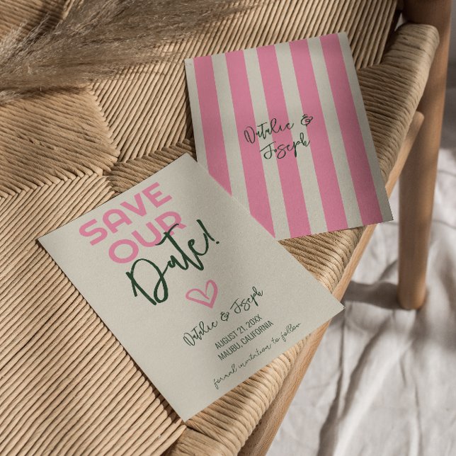 Spaß handgeschriebene Whimsical Pastel Summer Wedd Save The Date (Von Creator hochgeladen)