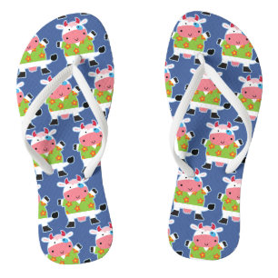 Spaß-hawaiische Shirt-Cartoon-Kuh Flip Flops