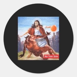 Spaß heute nicht Satan Jesus Crossover Basketball Runder Aufkleber