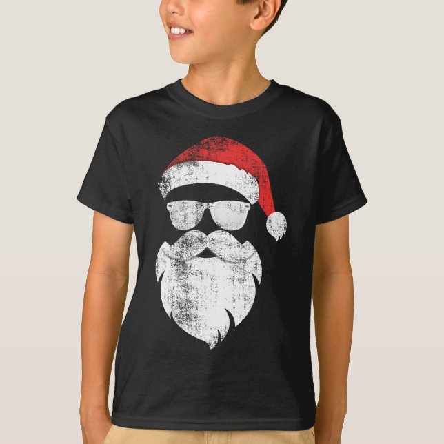Spaß Hipster Santa Face mit Hutbart und Brille T-Shirt (Vorderseite)