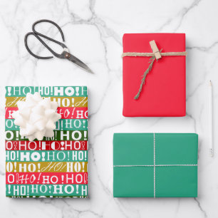 Spaß HO! HO! HO! Farbiges Weihnachtswrapping Paper Geschenkpapier Set