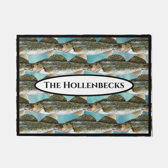 Spaß-Hornhautfleck-Pike-Fisch-Muster Fußmatte (Vorderseite)