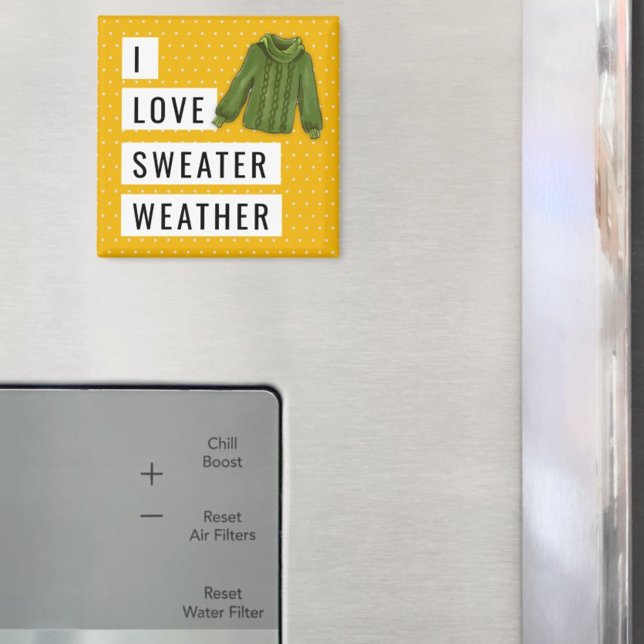 Spaß I Liebe Sweater Weather White Polka Dots Gold Magnet (square 2" magnet)