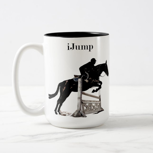 Spaß iJump ReiterpferdeTasse Zweifarbige Tasse (Links)
