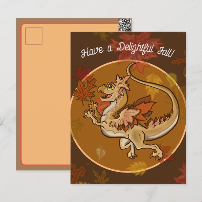 Spaß im Blätter Dragon Feiertagspostkarte (Vorne/Hinten)