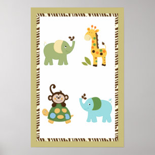 Spaß im Dschungel-Kinderzimmer-Kunstposter 16x24 Poster