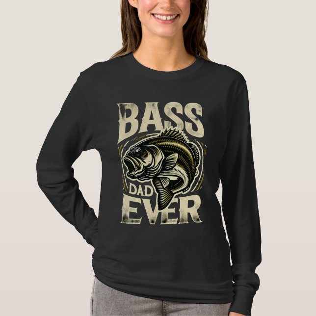 Spaß im Freien Fischen Vater liebt T-Shirts-Bass V T-Shirt (Vorderseite)