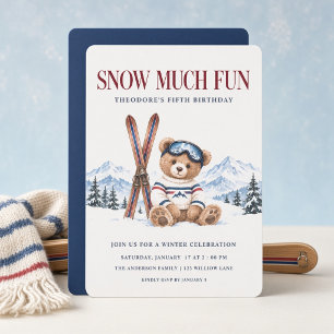 Spaß im Schnee mit Ski-Teddybär Einladung
