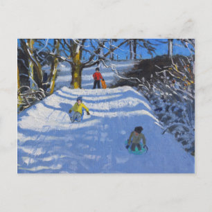 Spaß im Schnee Wash Green Derbyshire 2014 Postkarte
