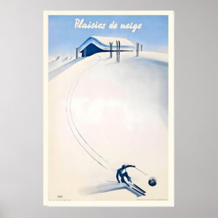 Spaß im Schnee Wintersport Frankreich Vintage-Skip Poster