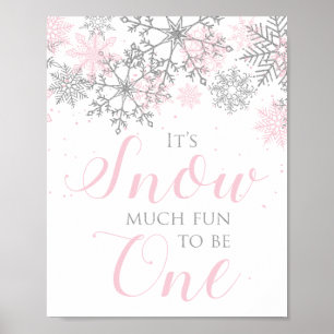 Spaß im Schnee zum EINStändigen Geburtstagsschild Poster