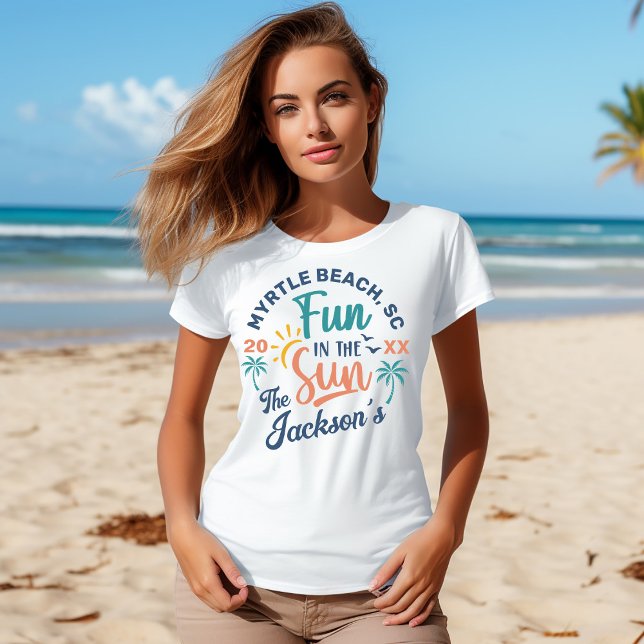 Spaß im Sun Family Vacation Beach Shirt (Fun in the Sun Family Vacation Shirt -Add your own location)