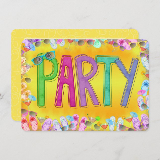 Spaß im Sun-Party Einladung (Vorne/Hinten)