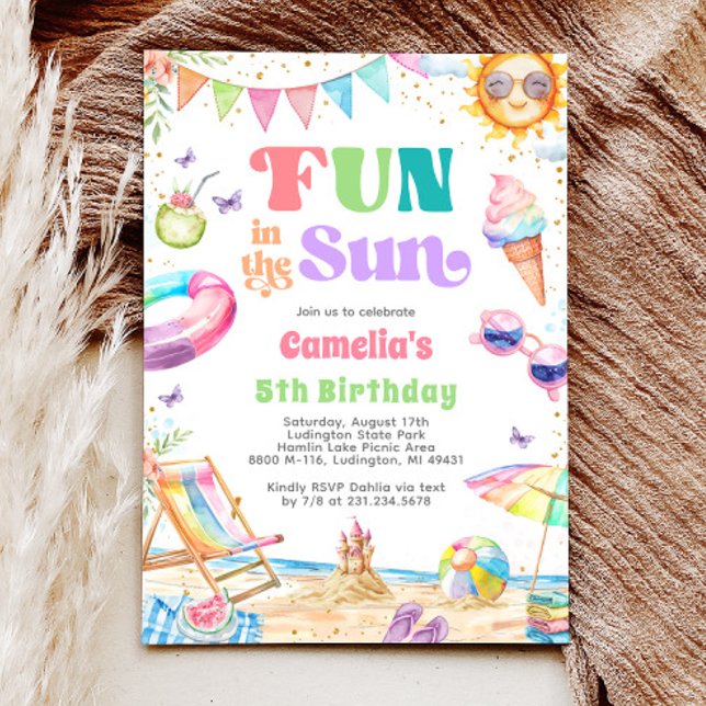 Spaß im Sun Summer Birthday Beach Party Einladung (Fun in the Sun Summer Birthday Beach Party Invitation)