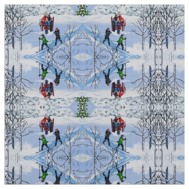 Spaß im Weihnachtsschnee Stoff (Muster)