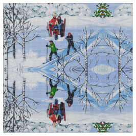 Spaß im Weihnachtsschnee Stoff