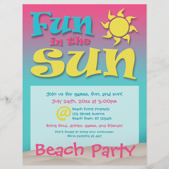 Spaß in der Sonne - Beach Party Flyer (Vorne)