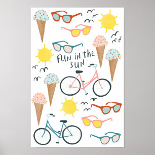 SPAß IN DER SONNE Cute Farbige Sommer Kunst Poster