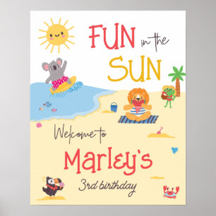 Spaß in der Sonne Strandtiere Geburtstagsgruß Poster