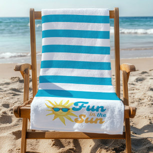 ☀️ Spaß in der Sonne Tropisch Türkis gestreift Strandtuch