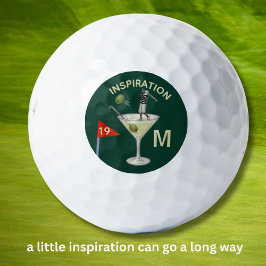 Spaß Inspirierender 19. Loch Cocktail Monogramm  Golfball